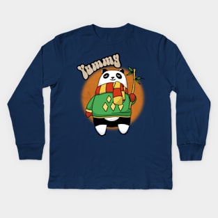 Yummy Panda Kids Long Sleeve T-Shirt